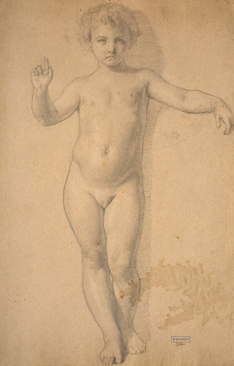 Standing Child Nude Wall Art by William Bouguereau - High-Resolution Digital Print
