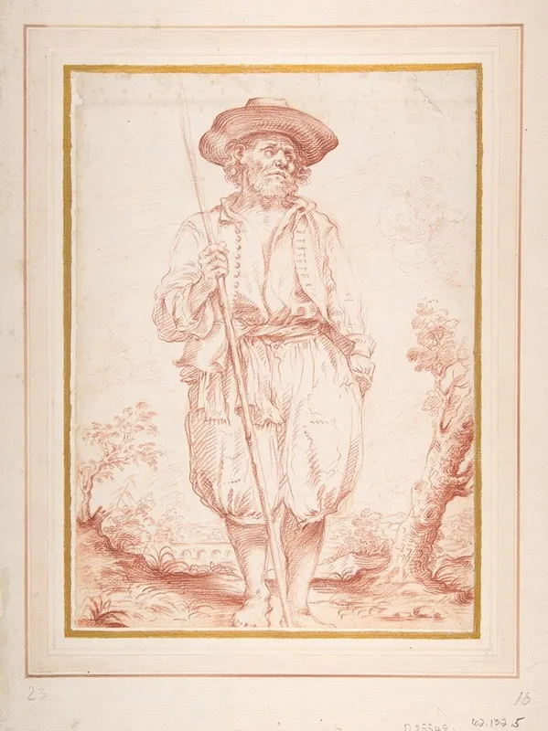 Standing Countryman Holding A Staff Wall Art by Giovan Gioseffo dal Sole - High-Resolution Digital Print