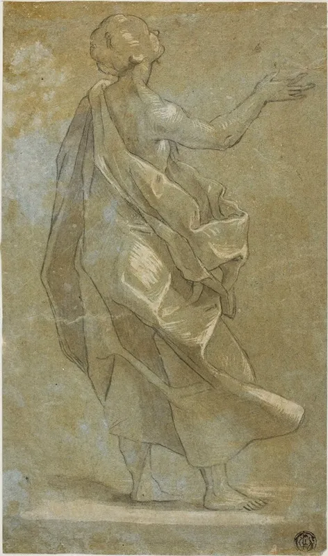Standing Draped Male Figure With Raised Right Arm Wall Art by After Carlo Urbino - High-Resolution Digital Print