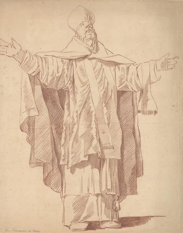 Standing Ecclesiastic With Arms Upraised Wall Art by Anicet Charles Gabriel Lemonnier - High-Resolution Digital Print