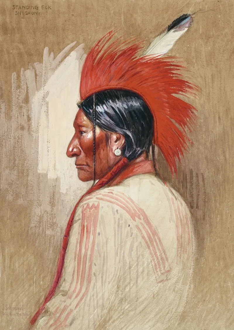Standing Elk Shoshoni Wall Art by Joseph Scheuerle - High-Resolution Digital Print