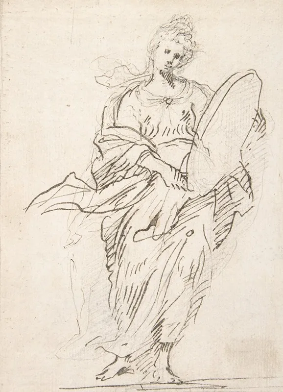 Standing Female Figure With Large Medallion