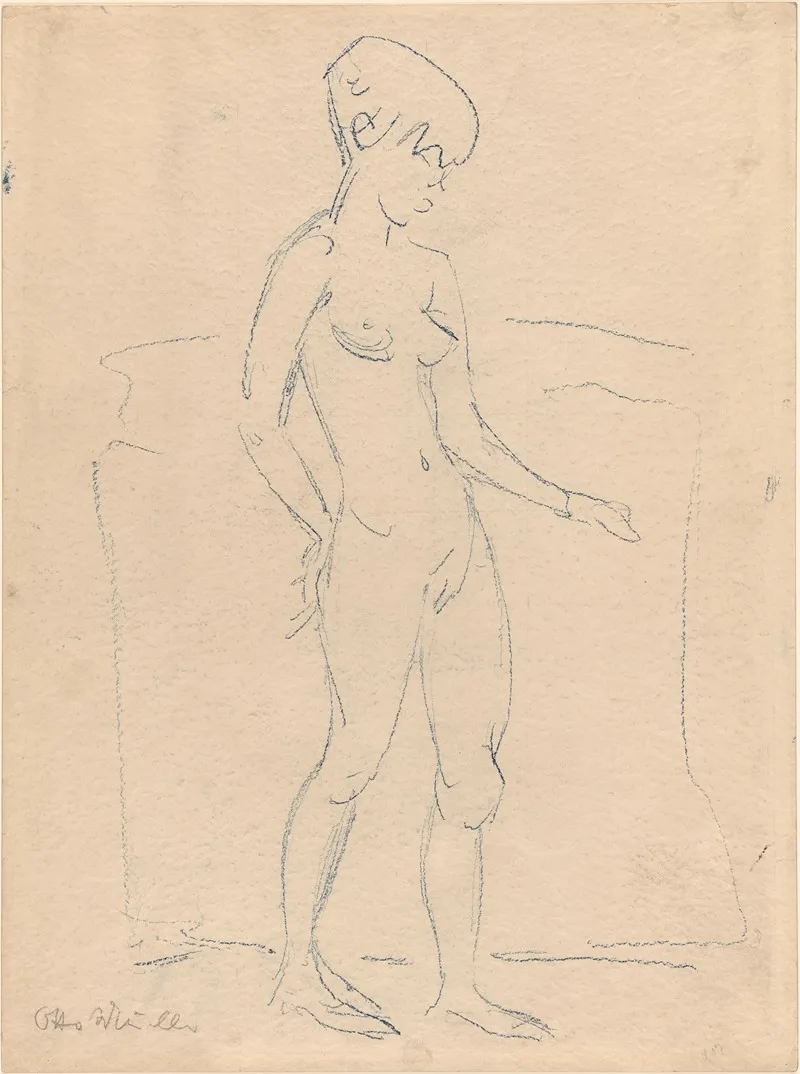 Standing Female Nude 19 Wall Art by Otto Mueller - High-Resolution Digital Print