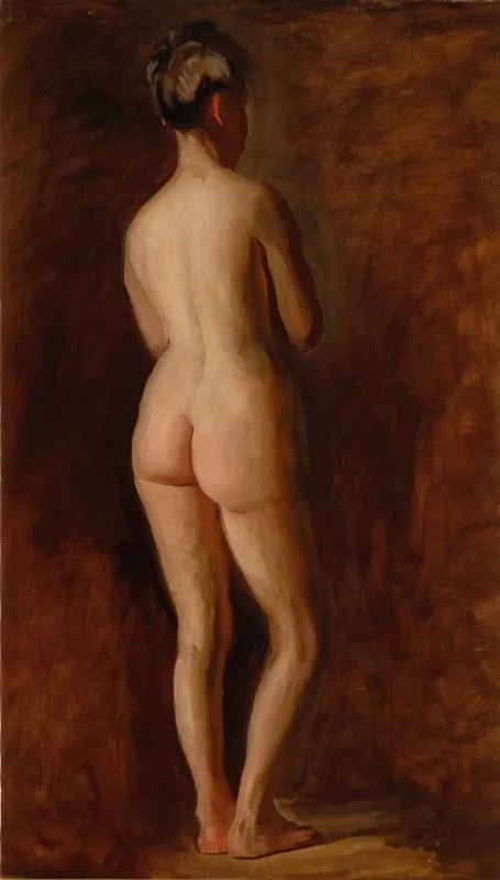 Standing Female Nude Back View Wall Art by Thomas Eakins - High-Resolution Digital Print