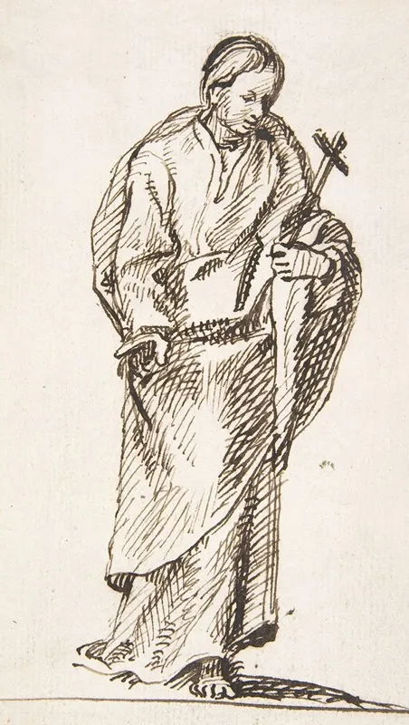 Standing Figure Holding Cross