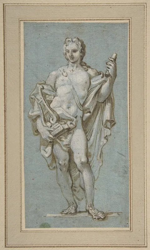 Standing Figure Of Apollo With A Lyre Wall Art by Paolo Gerolamo Piola - High-Resolution Digital Print