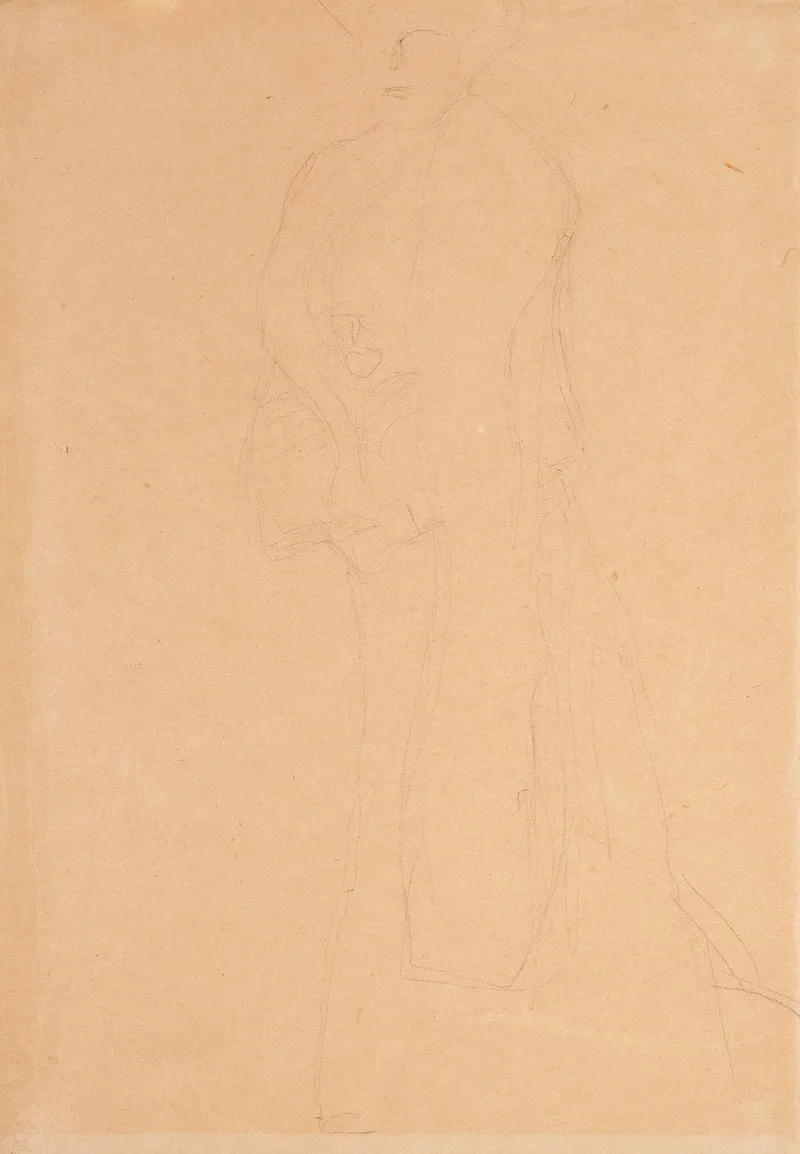 Standing Figure To The Left The Boa Overlaps The Left Forearm