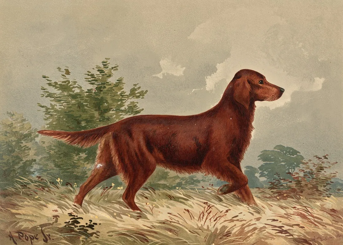 Standing Flatcoated Retriever Facing Right Wall Art by Alexander Pope Jr. - High-Resolution Digital Print