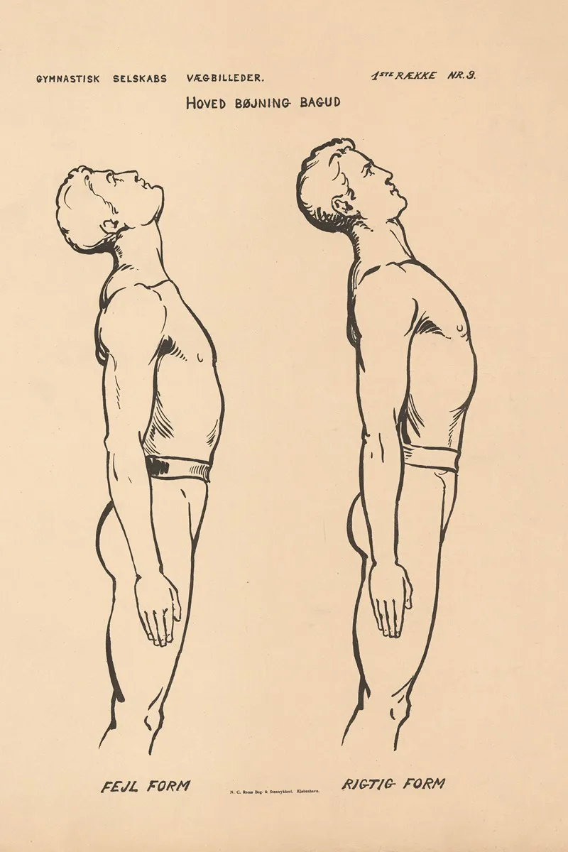 Standing Head Bending Backwords Wrong Form Right Form Hoved Bojning Bagud Wall Art by N.C.Roms - High-Resolution Digital Print