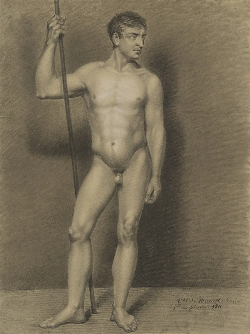Standing Male Nude 45 Wall Art by Charles De Breuck  - High-Resolution Digital Print