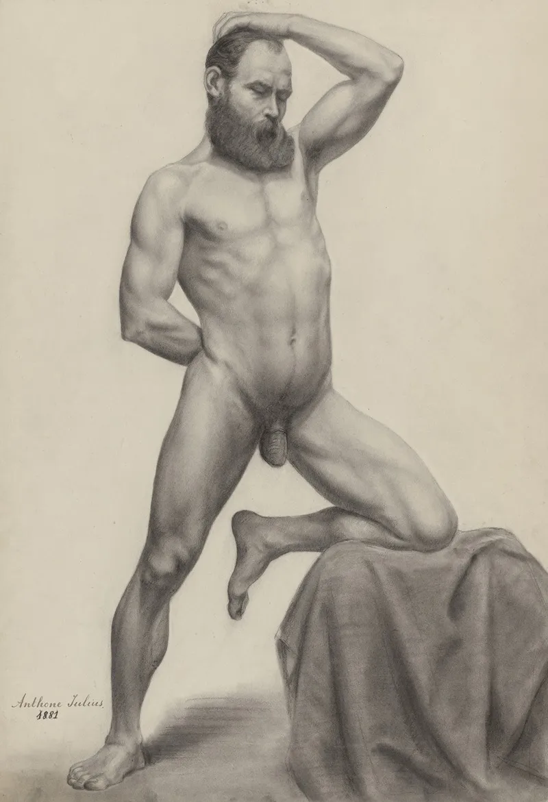 Standing Male Nude 64 Wall Art by Jules Anthone  - High-Resolution Digital Print