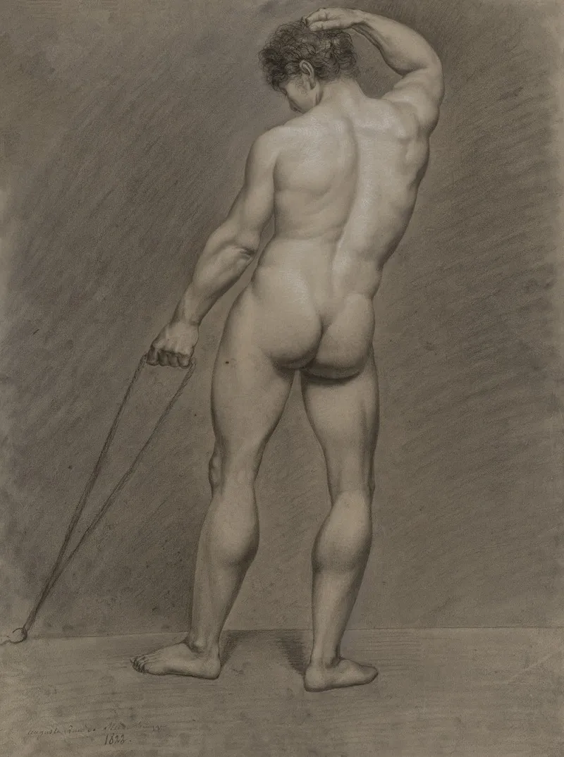 Standing Male Nude Seen From Behind 5 Wall Art by Auguste Van de Steene  - High-Resolution Digital Print