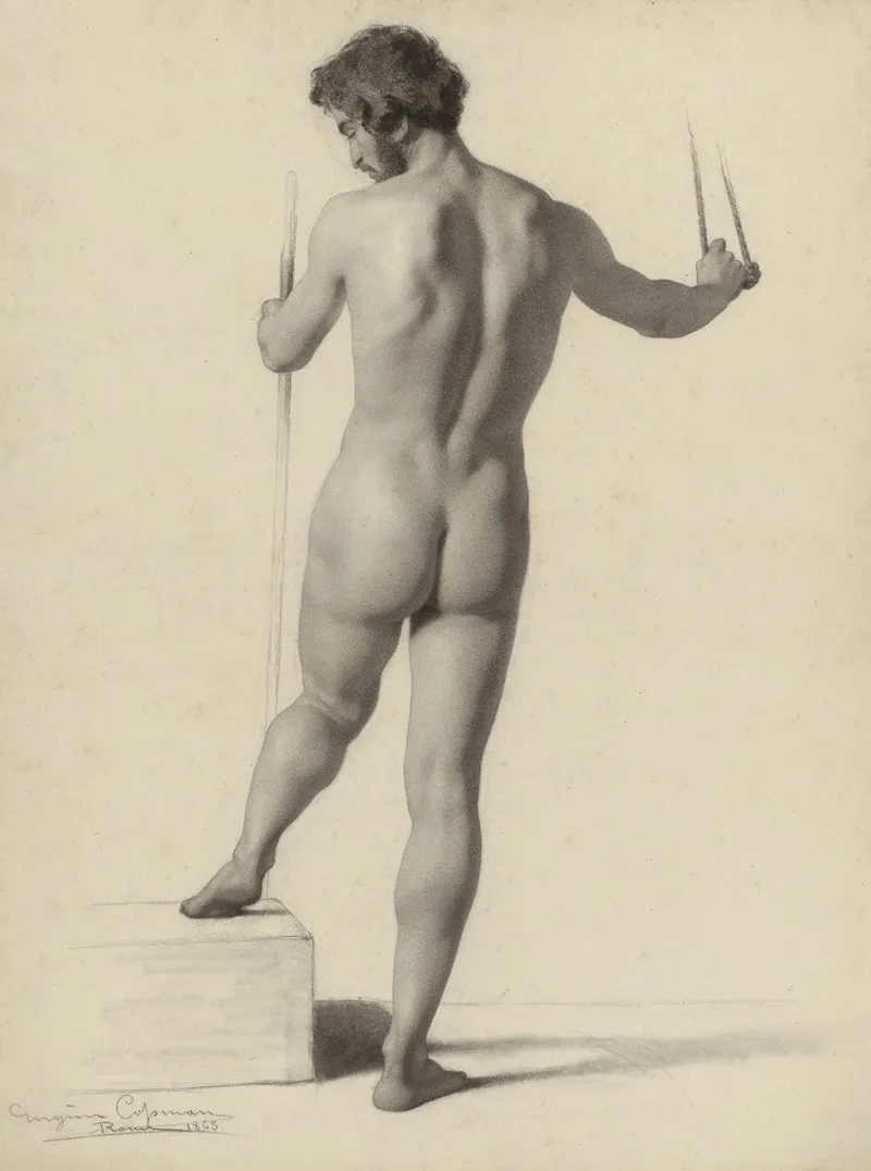 Standing Male Nude Seen From Behind 8 Wall Art by Eugène Jean Copman - High-Resolution Digital Print