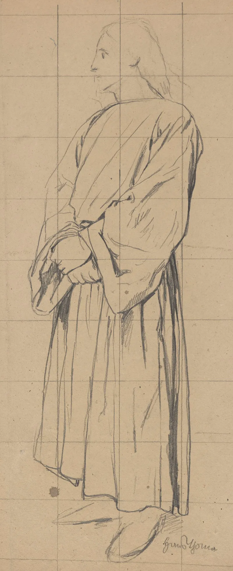 Standing Man In A Long Robe With His Hands Folded One On The Other Wall Art by Hans Thoma - High-Resolution Digital Print