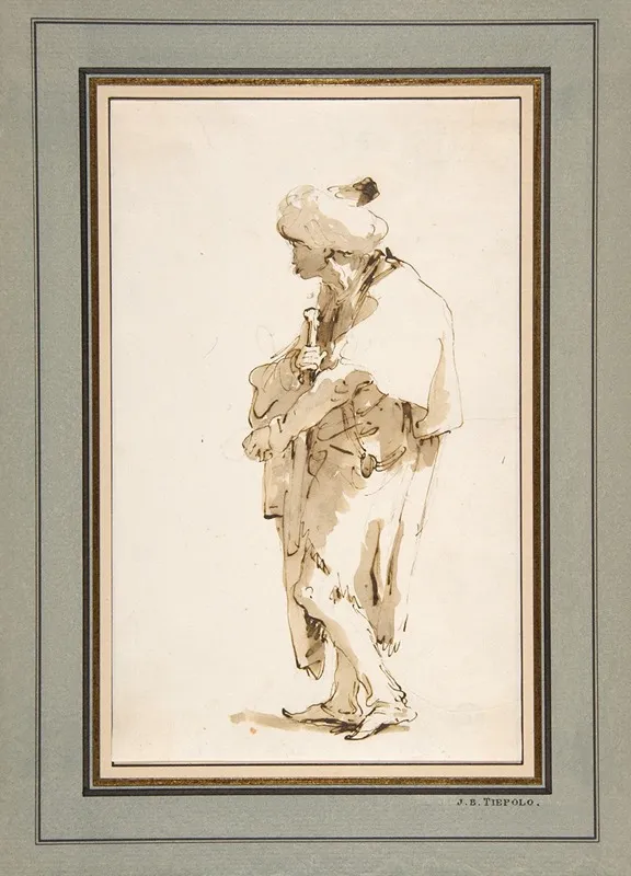 Standing Man In A Turban Holding A Sword