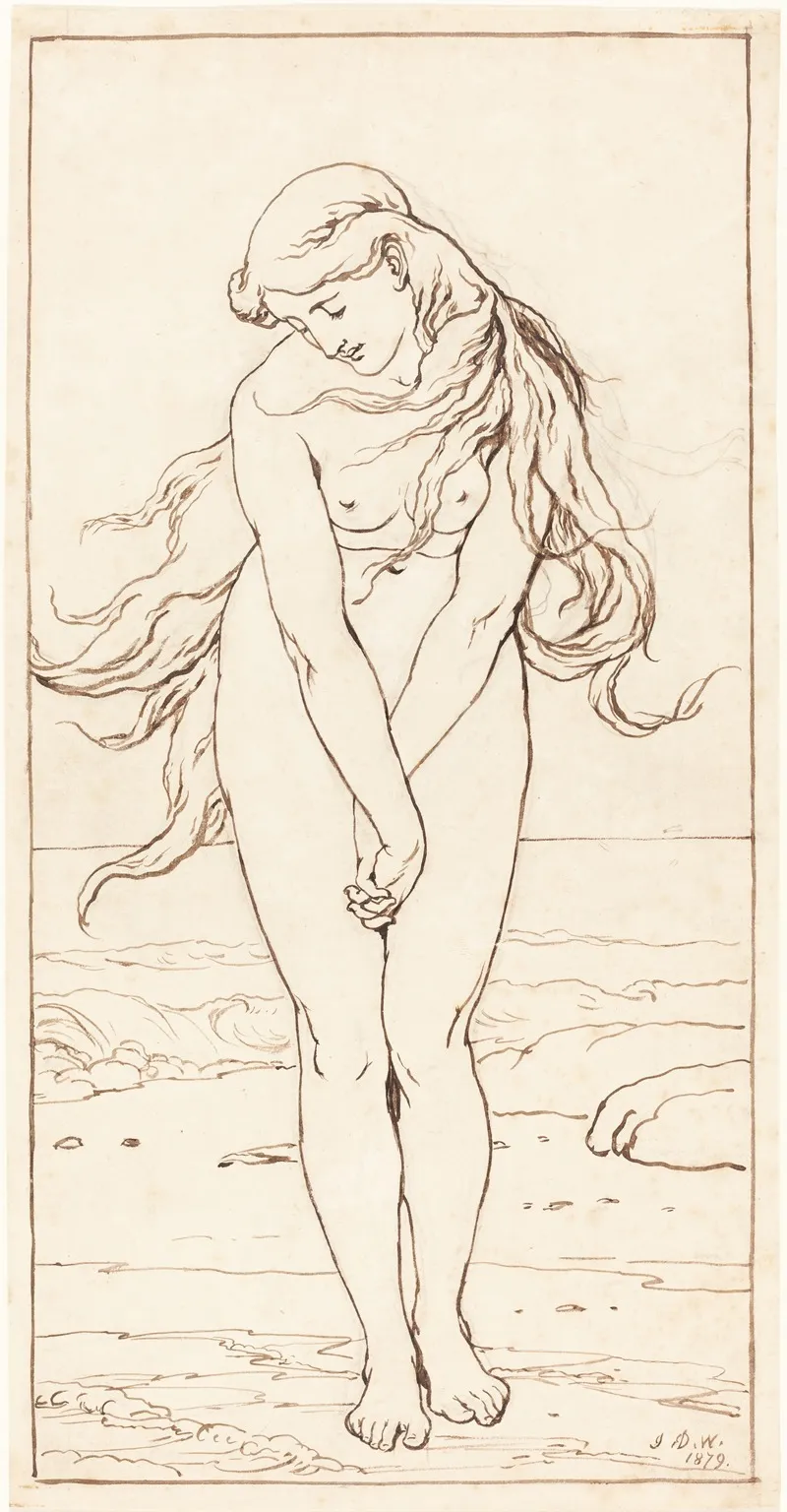 Standing Nude With Crossed Arms Wall Art by John Watson Gordon - High-Resolution Digital Print