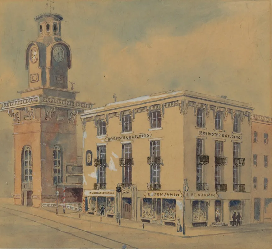 State And Chapel Streets New Haven Wall Art by Henry Austin - High-Resolution Digital Print