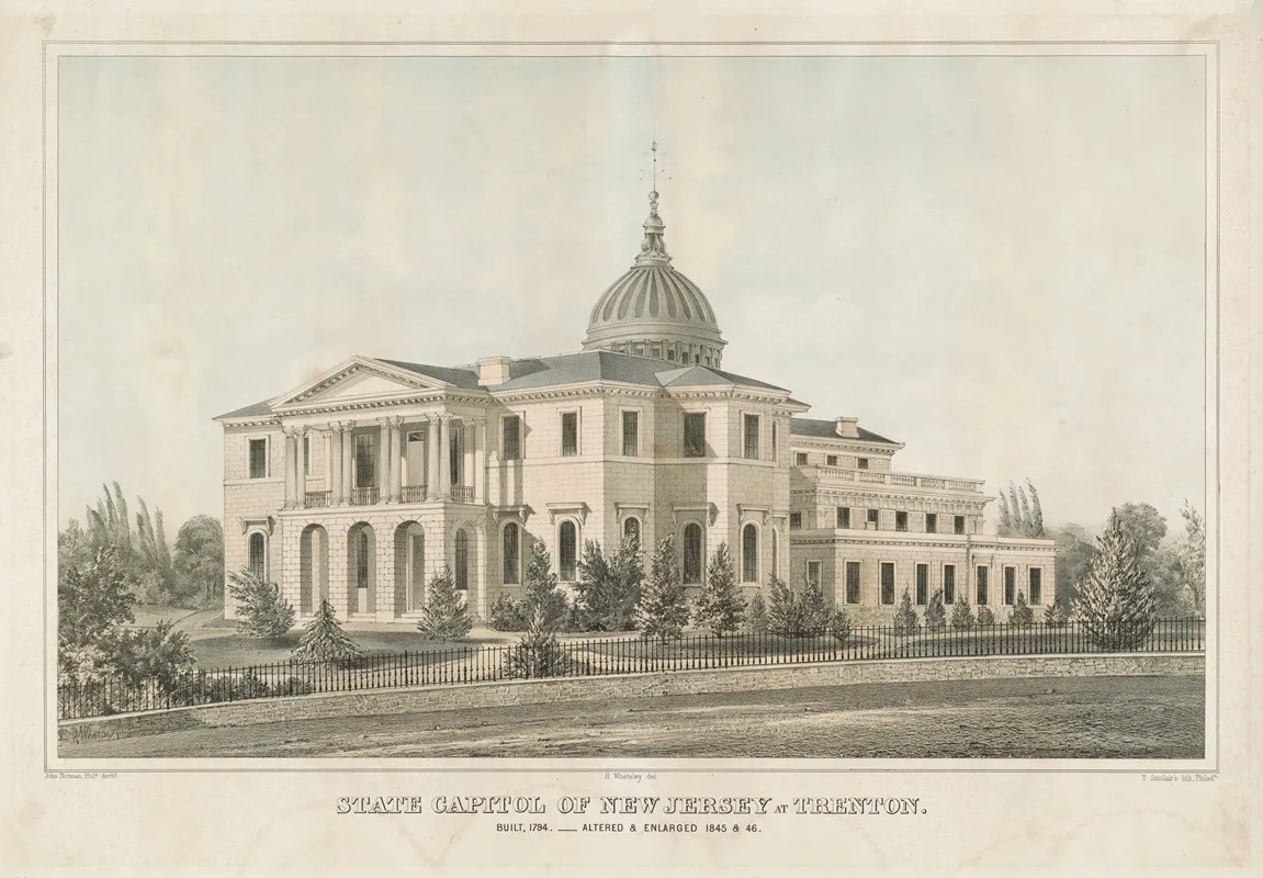 State Capitol Of New Jersey At Trenton Built 1794 Wall Art by T. Sinclair's Lith. - High-Resolution Digital Print
