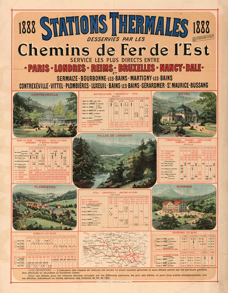 Stations Thermales Desservies Par Les Chemins De Fer De Lest Wall Art by Imp. Chaix - High-Resolution Digital Print