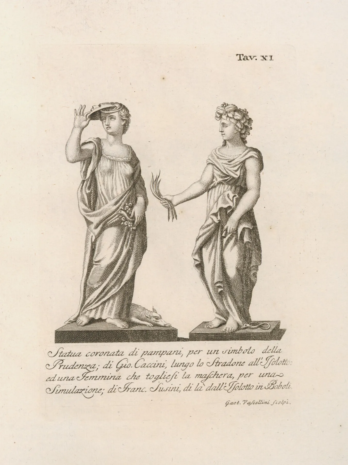 Statua Coronata Di Pampani Per Un Simbolo Della Prudenza Di Gio Caccini Lungo Lo Stradone Allisolotto Wall Art by Gaetano Vascellini - High-Resolution Digital Print