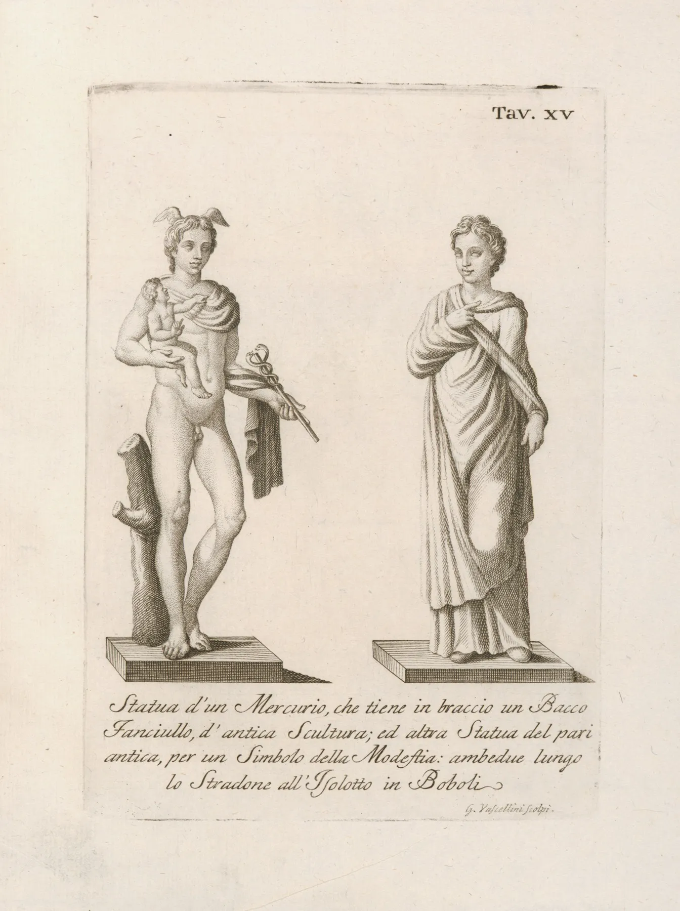 Statua Dun Mercurio Che Tiene In Braccio Un Bacco Fanciullo Dantica Scultura Wall Art by Gaetano Vascellini - High-Resolution Digital Print