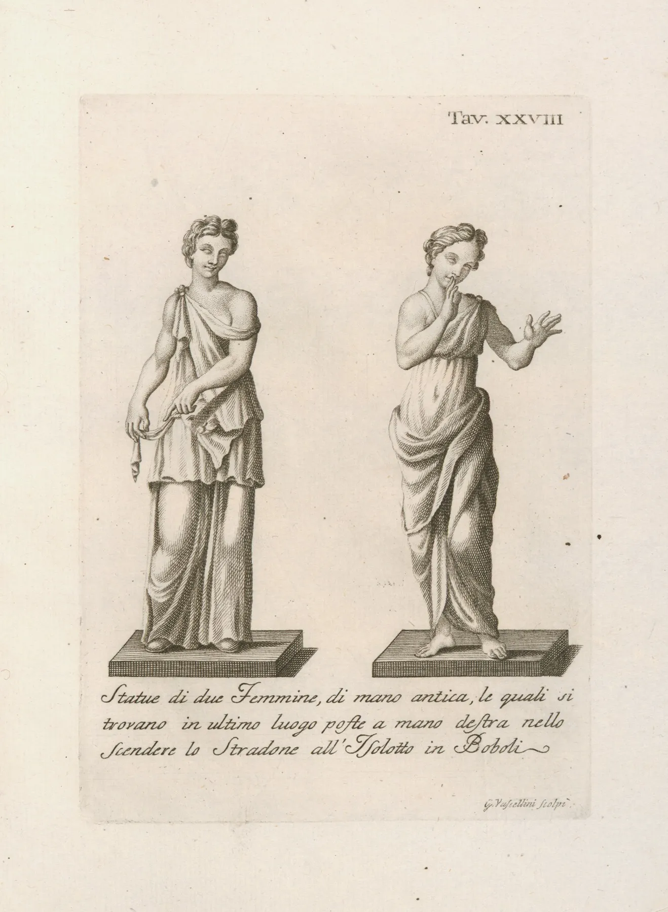 Statue Di Due Femmine Di Mano Antica Le Quali Si Trovano In Ultimo Luogo Wall Art by Gaetano Vascellini - High-Resolution Digital Print