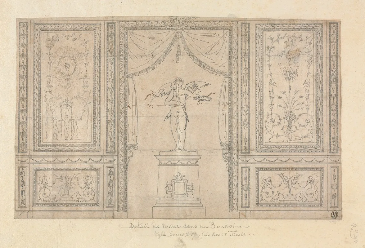 Statue Of Cupid In A Wall Niche Wall Art by Paolo Vincenzo Bonomini - High-Resolution Digital Print