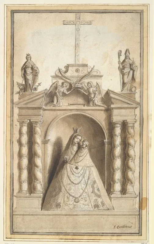 Statue Of Virgin And Child In Niche