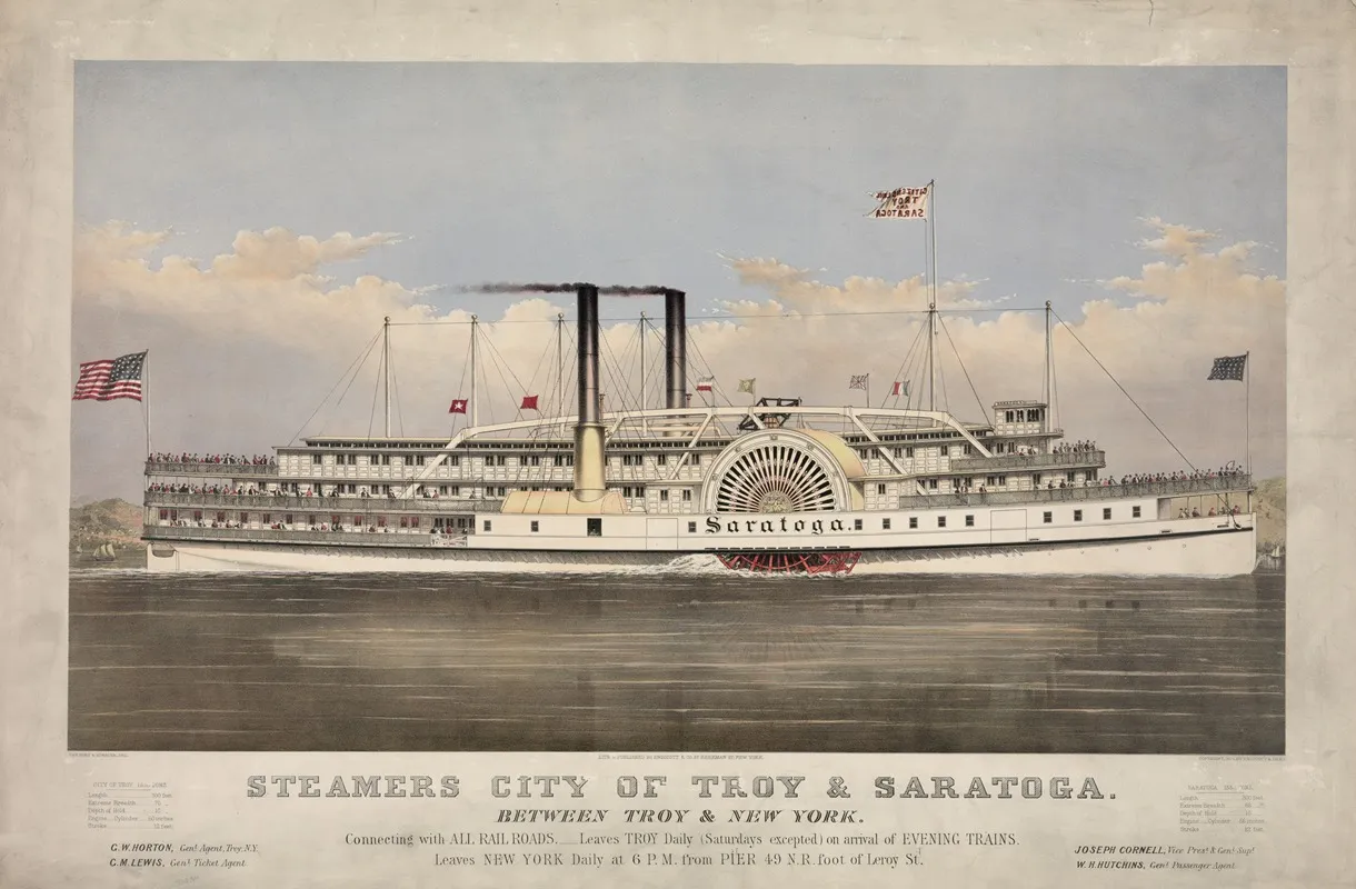 Steamers City Of Troy Saratoga Wall Art by Endicott & Co. - High-Resolution Digital Print