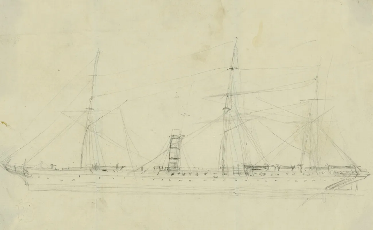 Steamship With Three Masts