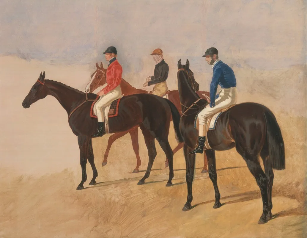 Steeplechase Cracks Allen Mcdonough On Brunette Tom Oliver On Discount And Jem Mason On Lottery Wall Art by John Frederick Herring Snr. - High-Resolution Digital Print