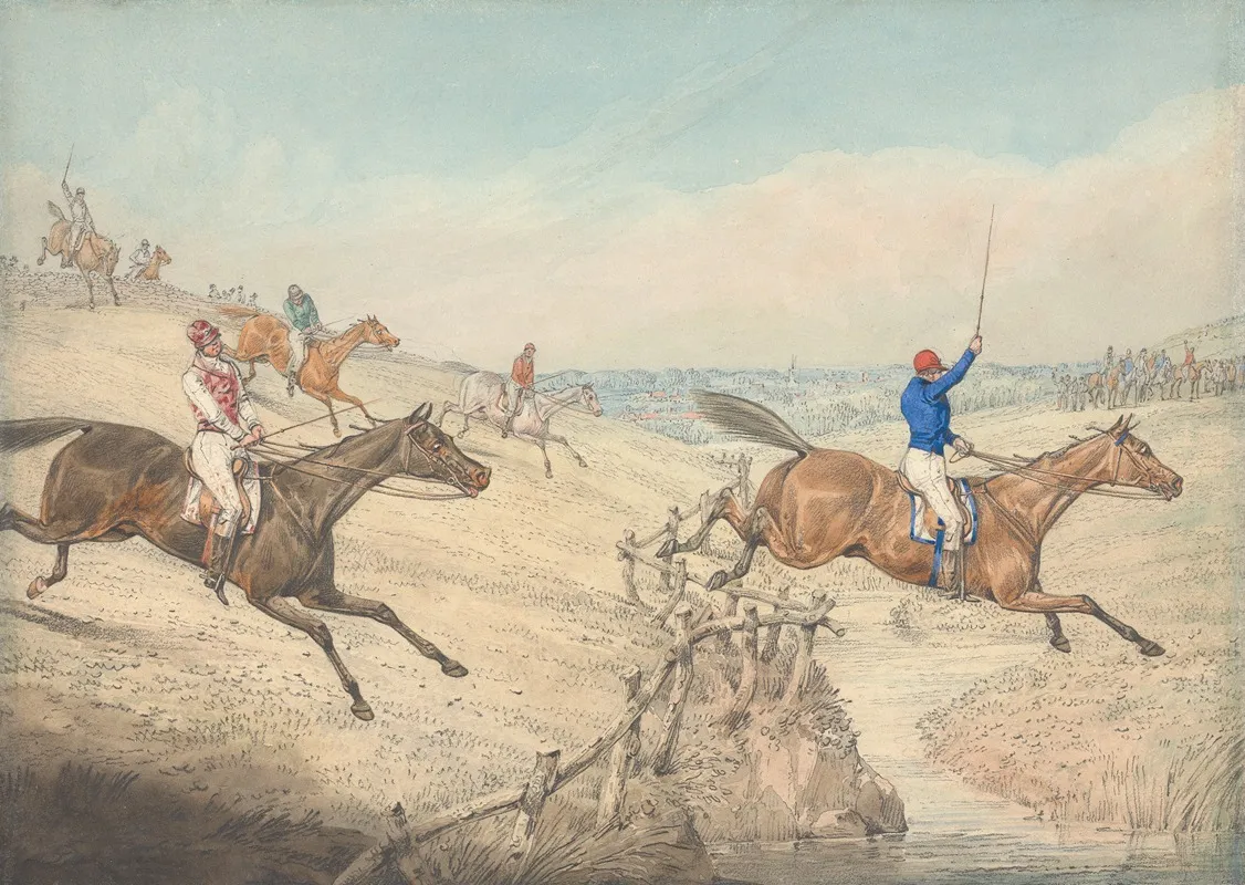 Steeplechasing The Field Taking A Low Rail And A Brook