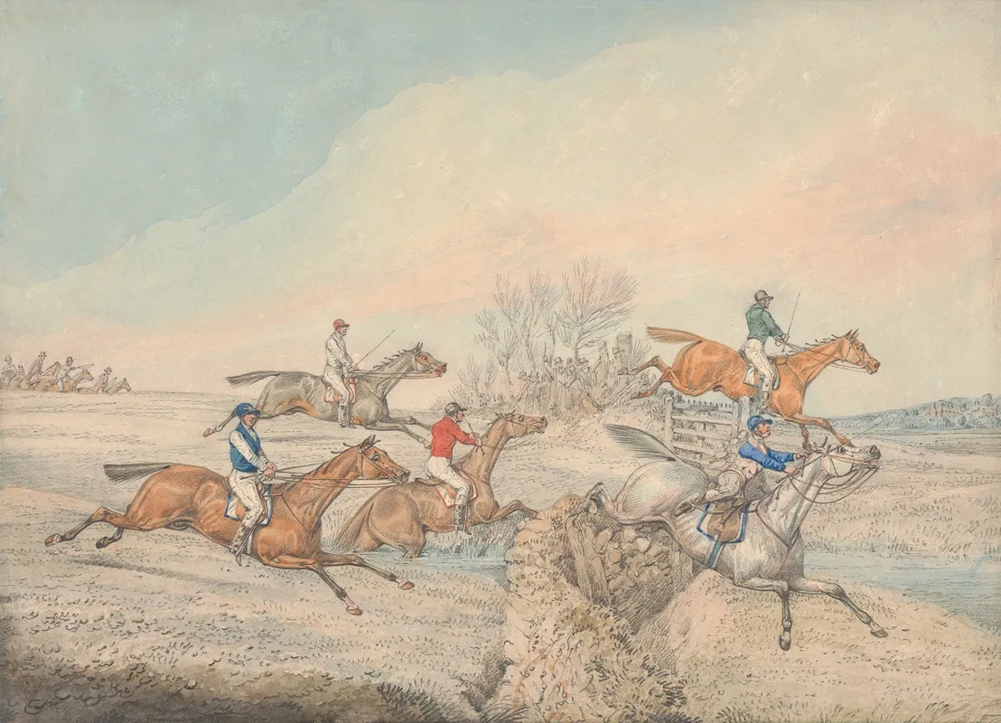Steeplechasing The Field Taking A Stone Wall And Gate