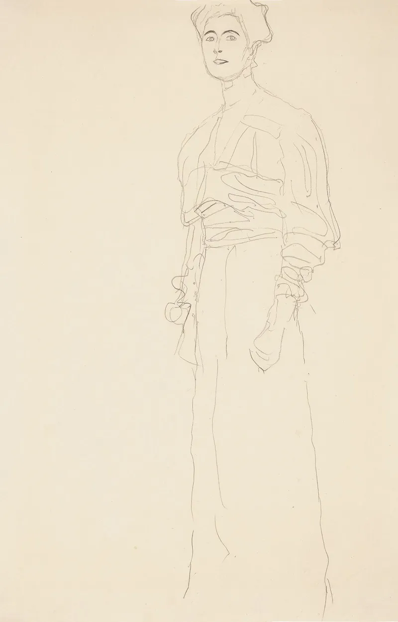 Stehend Nach Links Study For The Portrait Of Margaret Stonborough Wittgenstein Wall Art by Gustav Klimt - High-Resolution Digital Print