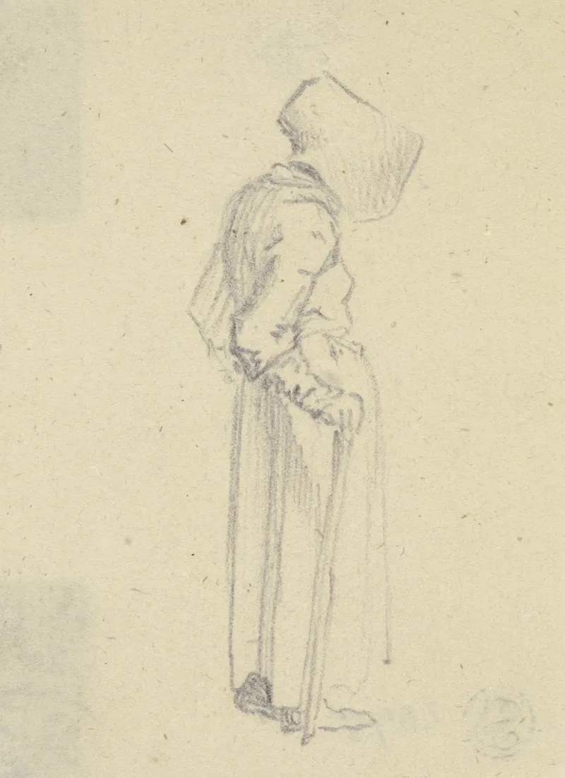 Stehende Alte Frau Mit Schutenhut