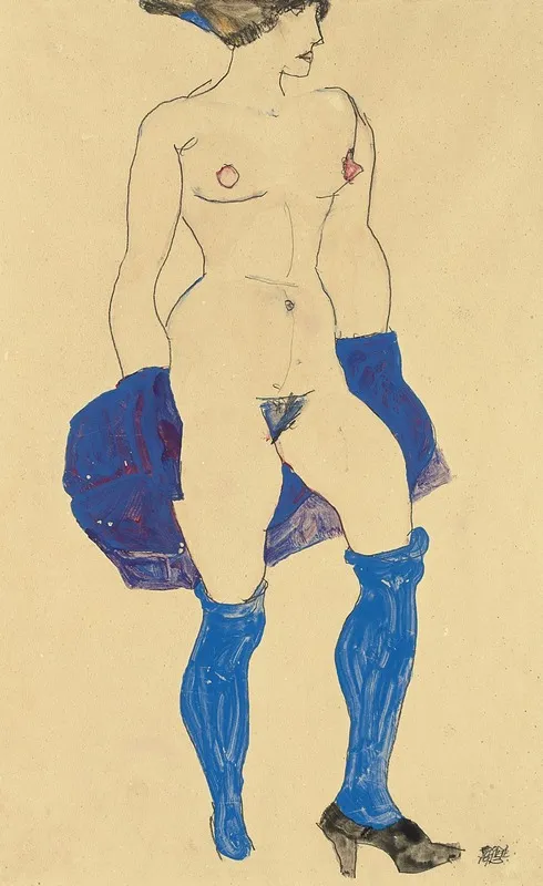 Stehende Frau Mit Schuen Und Strumpfen Wall Art by Egon Schiele - High-Resolution Digital Print