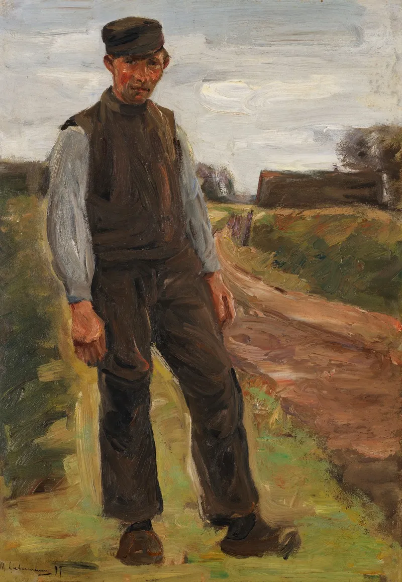 Stehender Bauer Auf Einem Wege Wall Art by Max Liebermann - High-Resolution Digital Print