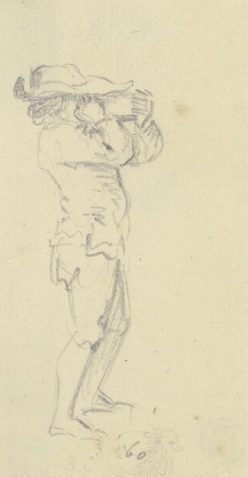 Stehender Bauer Im Profil Nach Rechts