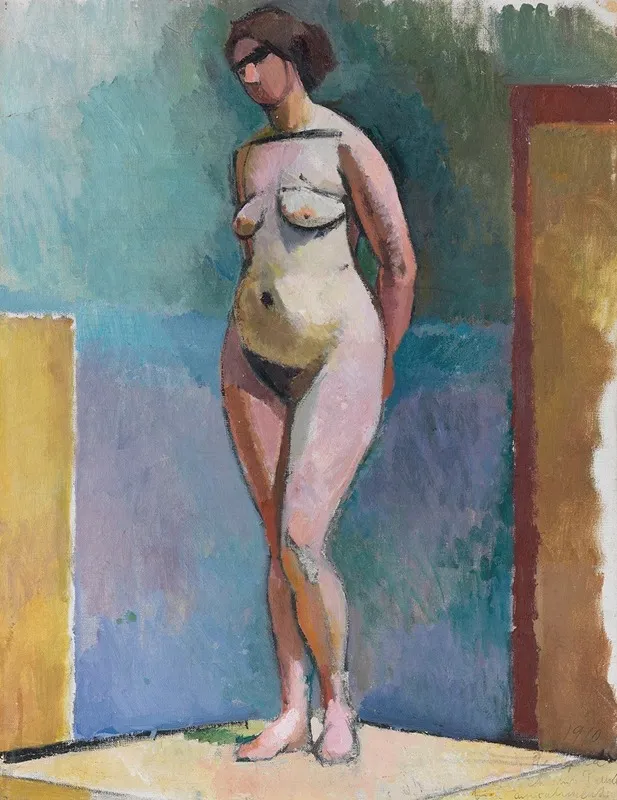 Stehender Weiblicher Akt Im Atelier Wall Art by Rudolf Levy - High-Resolution Digital Print