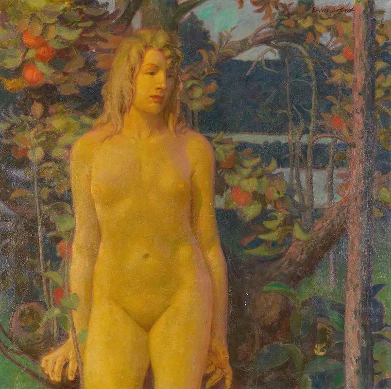 Stehender Weiblicher Akt Im Garten