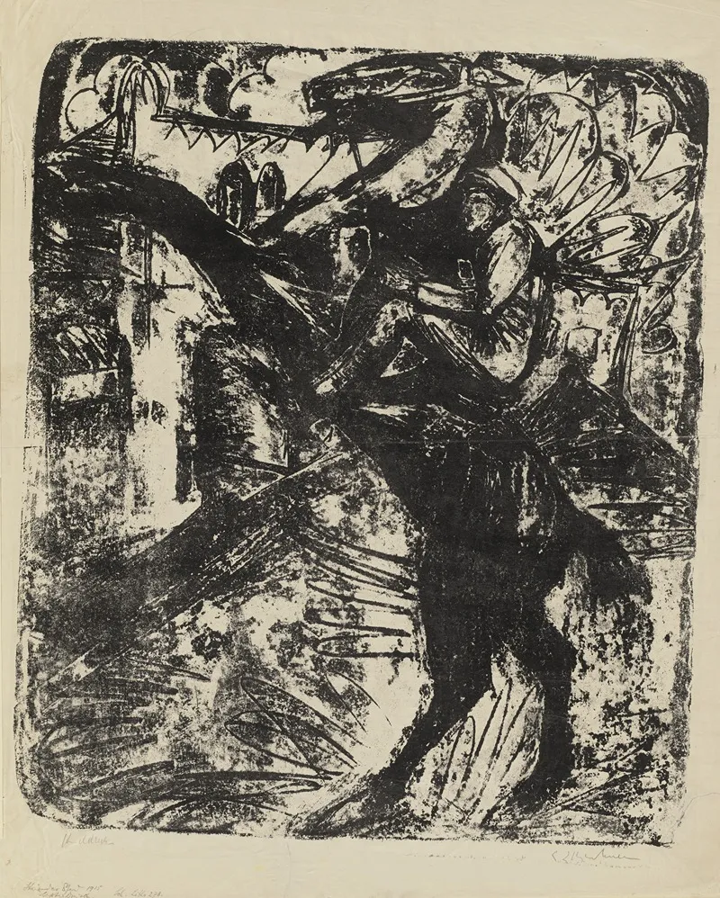 Steigendes Pferd Mit Reiter Wall Art by Ernst Ludwig Kirchner - High-Resolution Digital Print