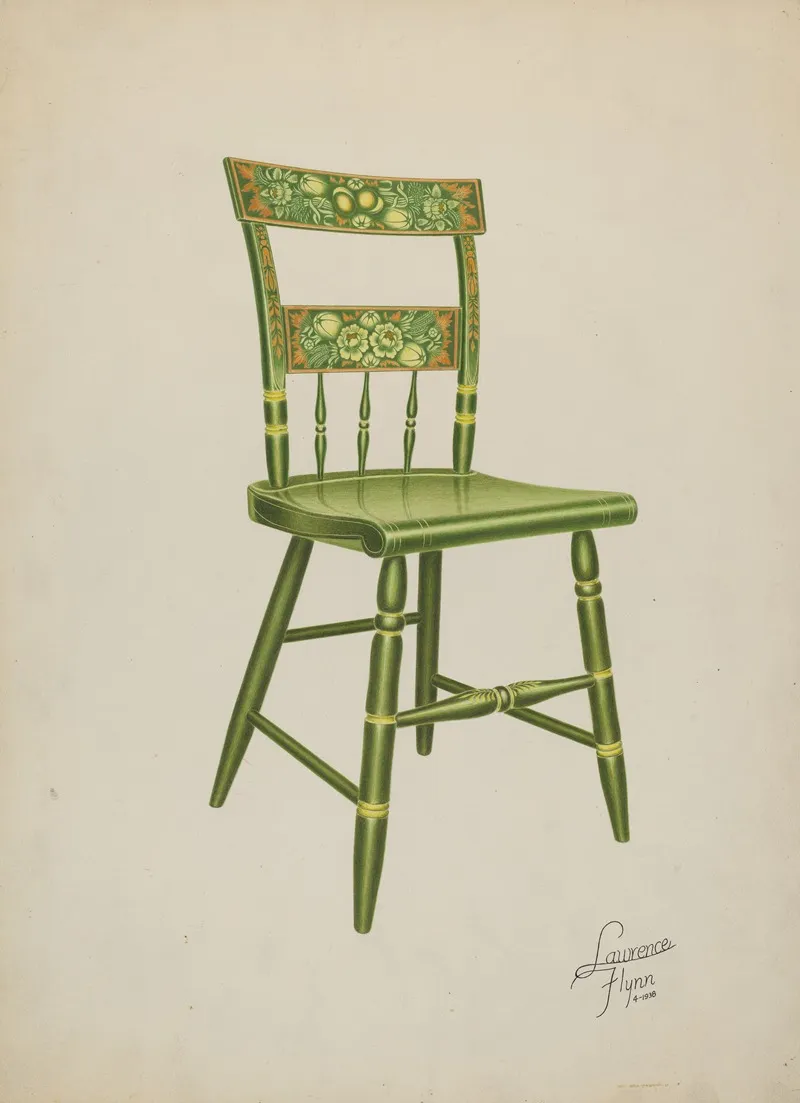 Stencilled Chair One Of Set Of Six