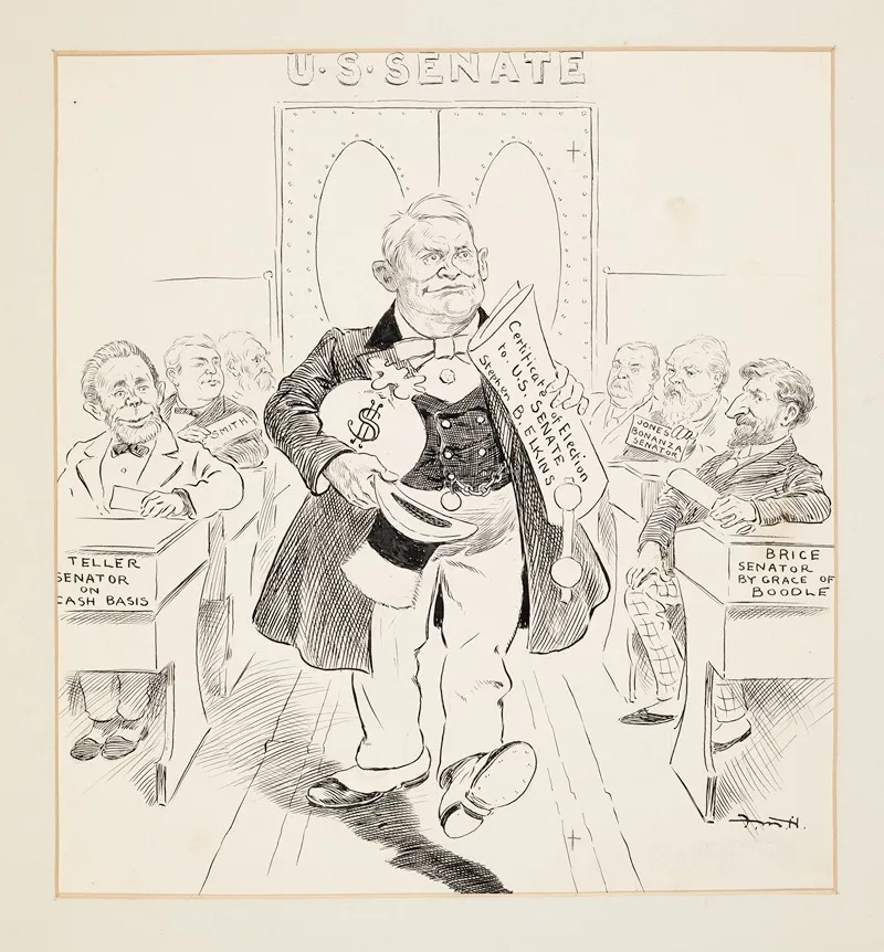 Stephen B Elkins Entering The Senate To Claim The Seat He Has Bought By Liberal Contributions To Party Funds Wall Art by F. M. Hutching - High-Resolution Digital Print
