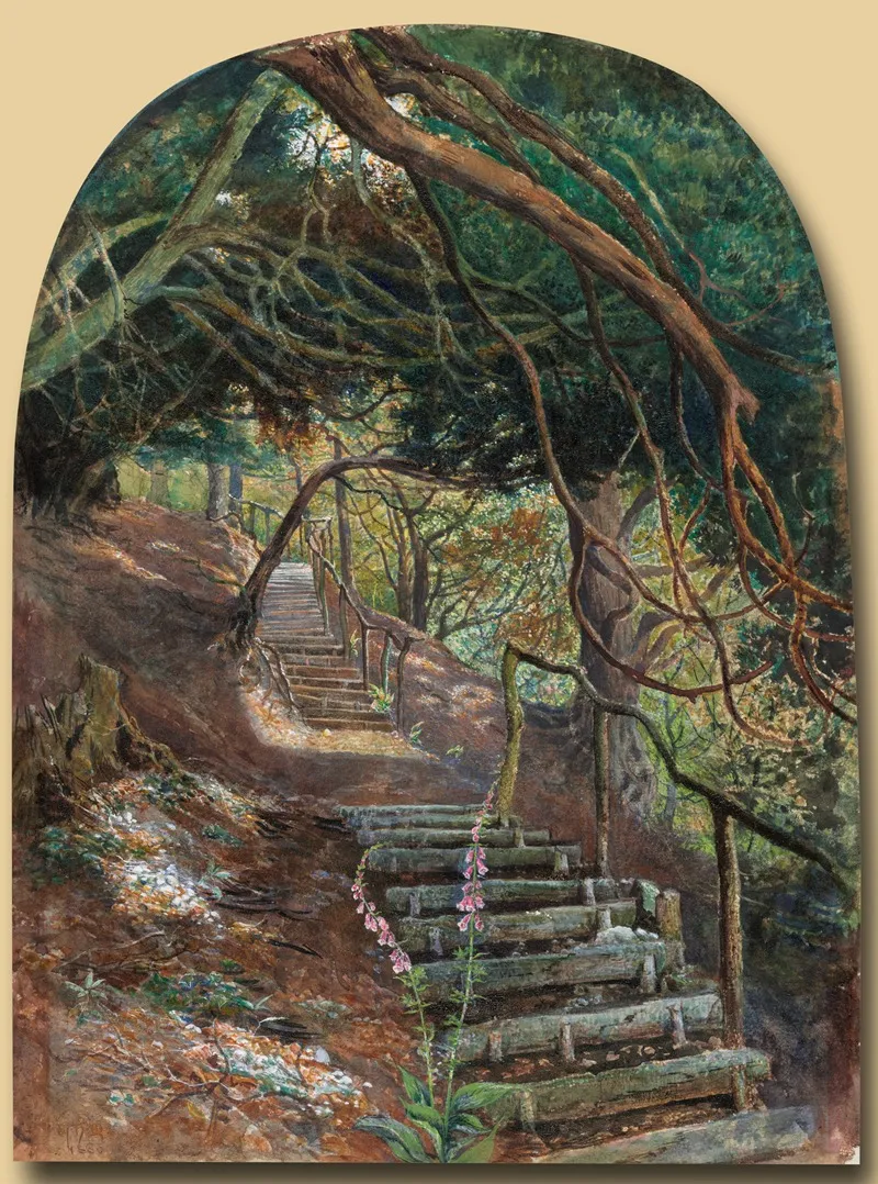 Steps In A Garden Wall Art by William Henry Millais - High-Resolution Digital Print