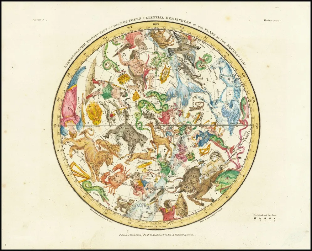Stereographic Projection Of The Northern Celestial Hemisphere Wall Art by Alexander Jamieson - High-Resolution Digital Print