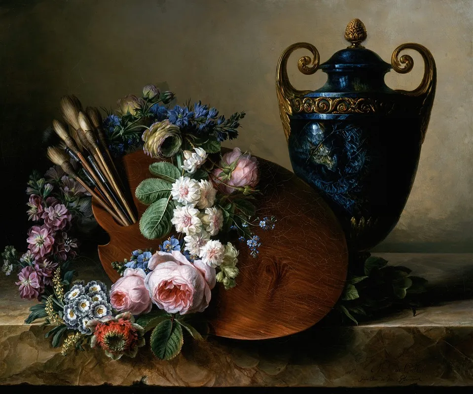 Still Life An Homage To Van Spaendonck Faligny Damas Marquise De Grollier Wall Art by Charlotte Eustace Sophie de Fuligny-Damas - High-Resolution Digital Print