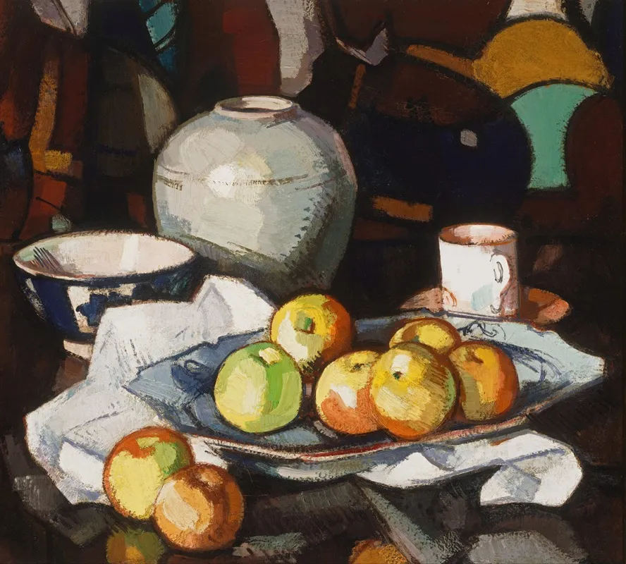 Still Life Apples And Jar Wall Art by Samuel John Peploe - High-Resolution Digital Print
