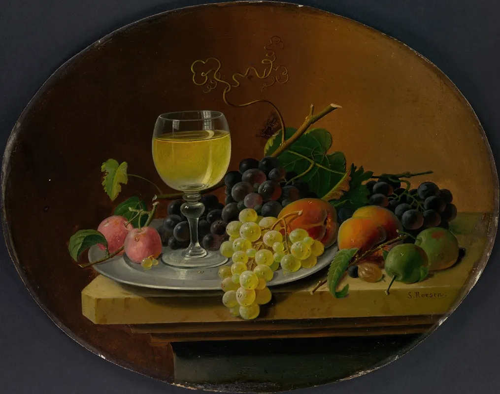 Still Life Fruit And Wine Glass Wall Art by Severin Roesen - High-Resolution Digital Print