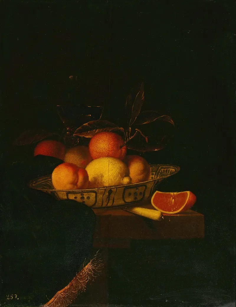 Still Life Of Assorted Fruit In A Wanli Porcelain Bowl Wall Art by Hendrick Van Streek - High-Resolution Digital Print