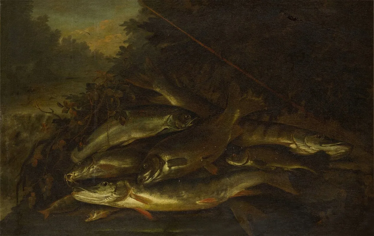 Still Life Of Fish In A Verdant Landscape Wall Art by William Sartorius - High-Resolution Digital Print